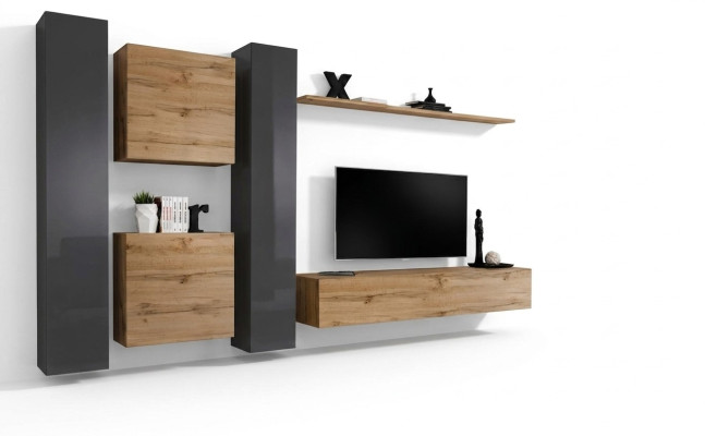 Braun Wohnwand Designer Sideboard Modern TV-Ständer Wohnzimmer Wandregal