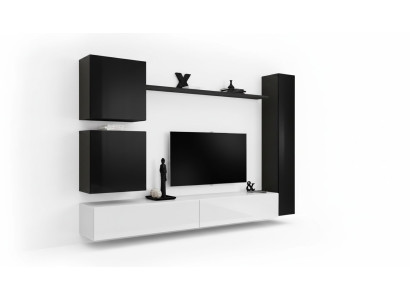 Schwarz Wohnwand Designer Wandschrank TV-Ständer Wohnzimmermöbel Modern Neu
