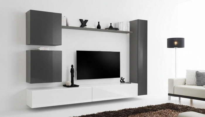 Grau Wandschrank Holzmöbel Modernes Schrank Sideboard Wandschrank Neu