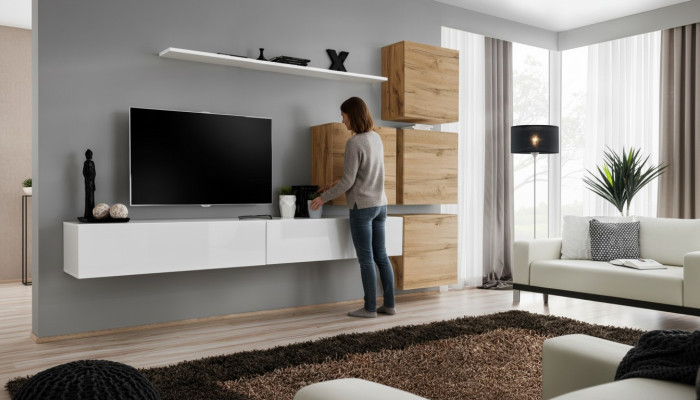 Design Wohnwand Sideboard 4x Wandschrank rtv Garnitur 7 tlg. Set Komplett