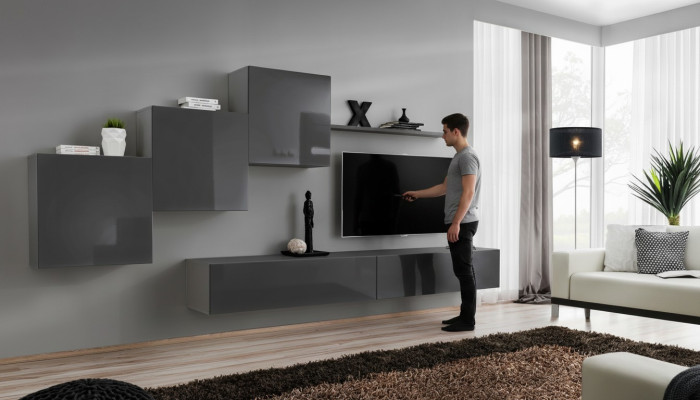 Wohnwand Wohnzimmer Set 6tlg Wandschrank Wandregal Garnitur Komplett Neu