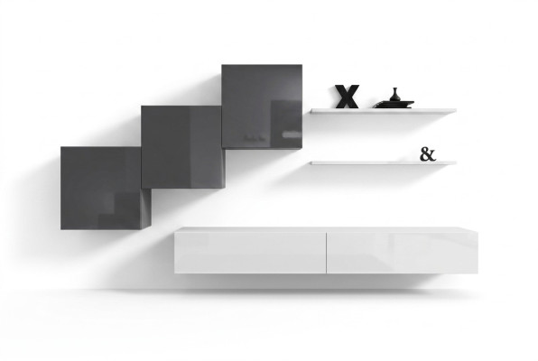 Luxus Wohnzimmer Wohnwand TV Ständer Einrichtung Moderne Wandregal Design