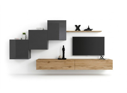 Luxus Weiß Designer Moderne Wohnwand Sideboard TV Ständer Braun Wohnzimmer
