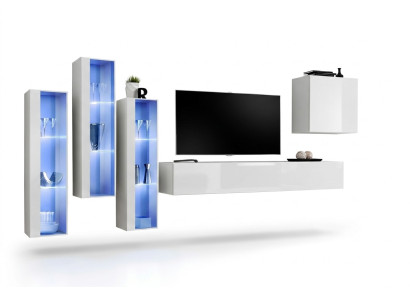 Weiß Komplett Design Wohnwand Sideboard 4x Schrank RTV Lowboard TV Ständer
