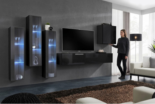 Designer Wohnwand Einrichtung Wand Schrank Wohn Zimmer Möbel Holz Modern