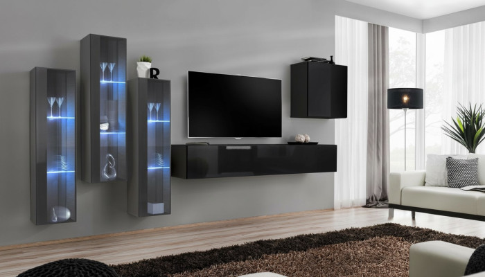 Designer Wohnwand Einrichtung Wand Schrank Wohn Zimmer Möbel Holz Modern