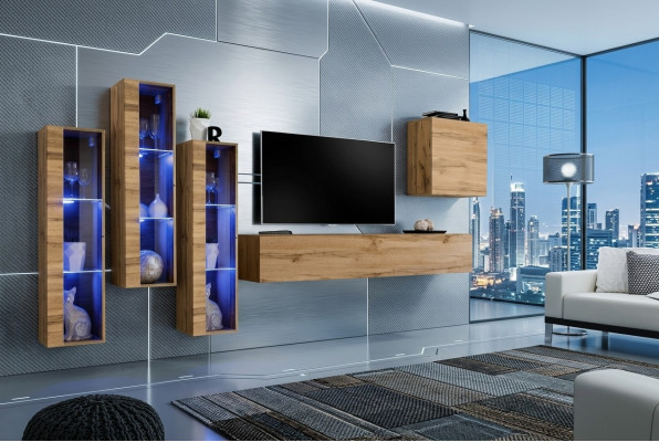 Wohnzimmermöbel Hochglanz Wohnwand TV Ständer Garnitur Luxus Stil Designer