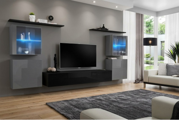 Modern Wand Schrank Wohnzimmer Wandregale Sideboard TV Ständer Designer Set 7tlg