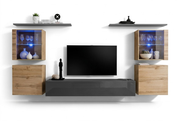 Wohnzimmermöbel Set Designer Hochglanz Wohnwand Wohnzimmer Sideboard Komplett
