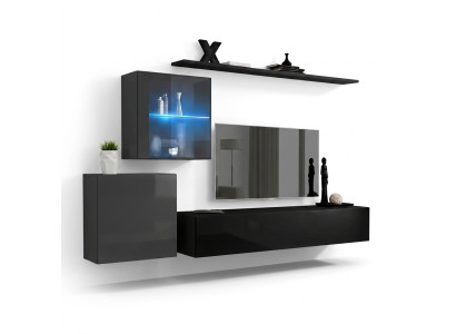 Wohnwand 2x Wandschrank Einrichtung Hochglanz Wand Regal Designer Holz Möbel