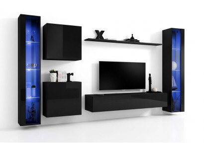 Wohnzimmermöbel Set Designer 2x Wandschrank Hänge Vitrine Einrichtung