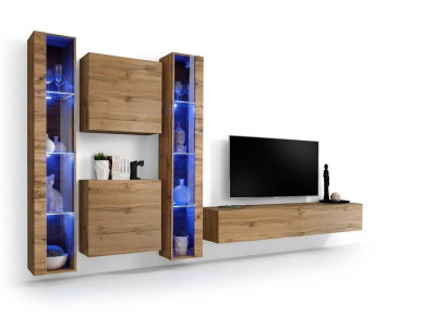 Braun Wohnwand Modern Hänge Vitrine Hänge Schrank Luxus Einrichtung Wand Set