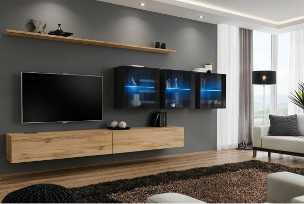 Wohnwand 340cm Luxus Möbel Wandschrank Modern Komplett Wand Regal Design