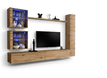Braun Wohnwand Hänge Schrank Designer TV-Ständer Einrichtung Regal Modern