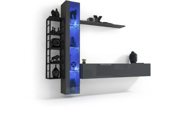 Moderner Wohnwand Einrichtung Design Stil Wohnzimmer TV-Ständer Wand Vitrine