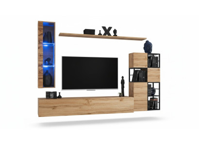 Holzmöbel Braun Design Wohnwand TV Ständer Einrichtung Wohnzimmermöbel Garnitur