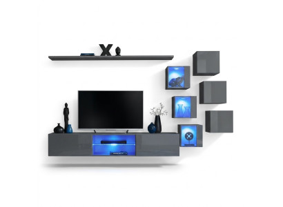 Luxus Möbel Set 8tlg Wohnwand Wand Regal 6x Wandschrank Neu Einrichtung