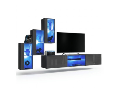Garnitur Set 4tlg Wohnwand Luxus Designer Sideboard TV-Ständer Holzmöbel