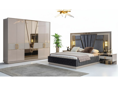 Moderne Schlafzimmer Set Design Einrichtung Neu Möbel Bett mit 2x Nachttische
