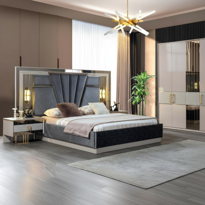 Schlafzimmer Set Bett mit 2x Nachttische Komplett luxus Einrichtung Moderne