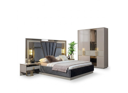 Schlafzimmer Set Bett mit 2x Nachttische Komplett luxus Einrichtung Moderne