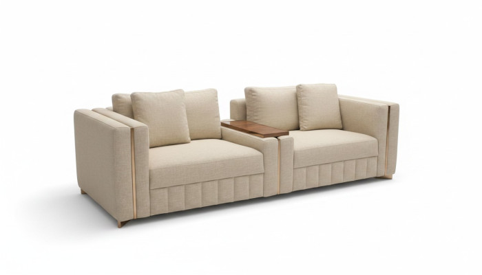 Modern Wohnzimmer Sofa Zweisitzer Beige Textil Polster Möbel Einrichtung Design
