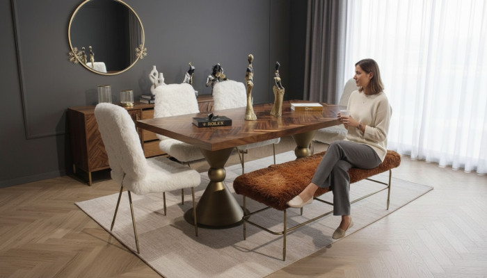 Esszimmer Set Esstisch 4x Stühle Sitzbank Modern Set Luxus Essgruppe