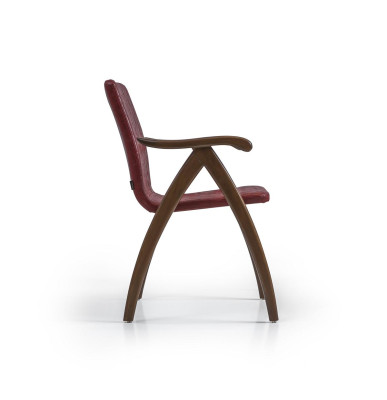 Modern Stuhl mit Armlehnen Leder Sitz Design Holz Stühle Esszimmer