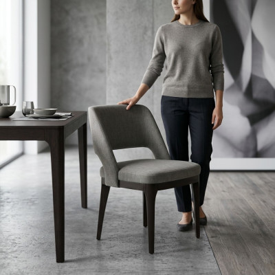 Grau Stuhl Luxus Designer Möbel Esszimmer Polstersitz Modern Einrichtung