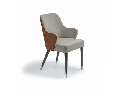 Luxus Stuhl mit Armlehnen Grau Polstersitz Modern Esszimmer Designer Möbel
