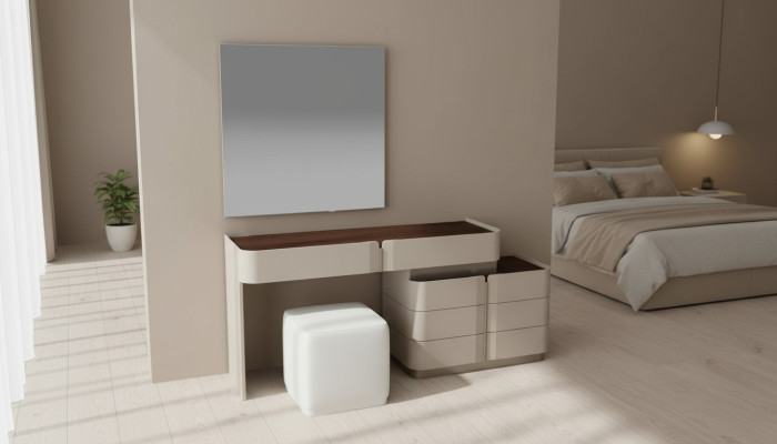 Schminktisch Spiegel schick weißer Hocker Komplett Set Schlafzimmer Neu 3tlg