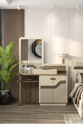 Designer Schminktisch mit Spiegel im Schlafzimmer Schick Möbel Kommode