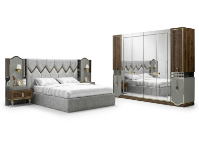 Bett Nachttisch Kleiderschrank 4 tlg Schlafzimmer Set Design Modern Luxus