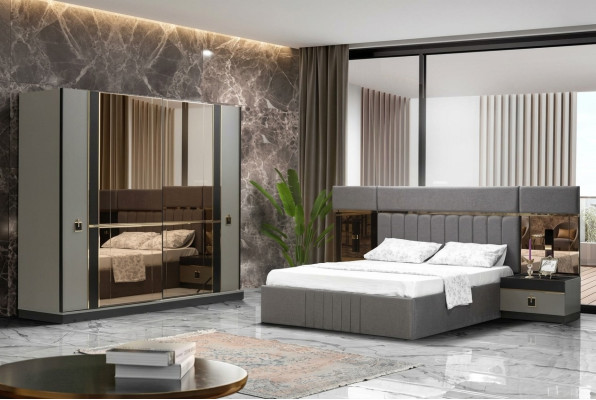 Bett Nachttisch Kleiderschrank 4tlg Schlafzimmer Set Design Luxus Neu