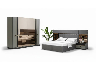 Bett Nachttisch Kleiderschrank 4tlg Schlafzimmer Set Design Luxus Neu