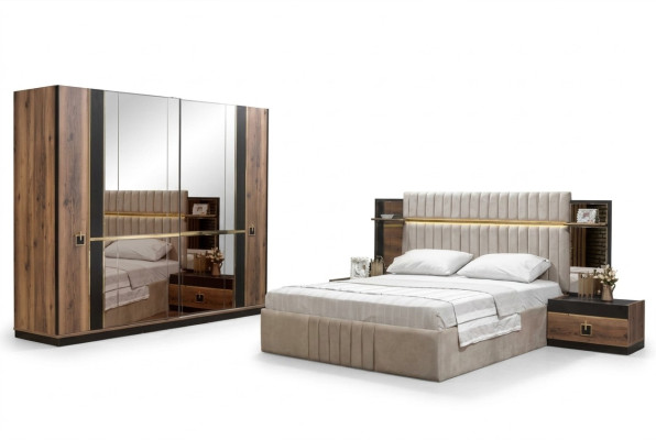 Bett Nachttisch Kleiderschrank 4tlg Schlafzimmer Set Design Modern Neu