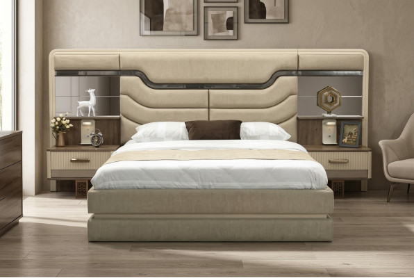 Möbel Betten Luxus Bett 2x Nachttische 3 tlg. Schlafzimmer Set Design