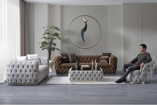 Luxus Sofagarnitur 3+3+1 Sitzer Set Design Sofa Polster Modern Garnitur