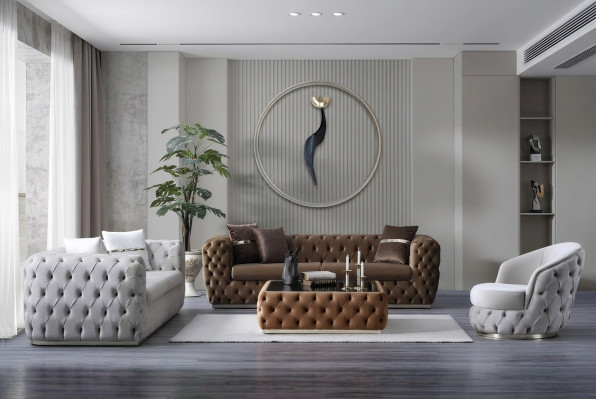 Luxus Sofagarnitur 3+3+1 Sitzer Set Design Sofa Polster Modern Garnitur