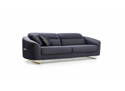 Sofa 3 Sitzer Polstersofa blau Textil Sitz Design Couch Modern Neu