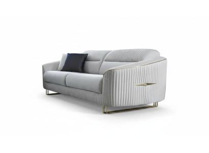 Sofa 3 Sitzer Polstersofa weiß Textil Sitz Design Couch Modern Neu