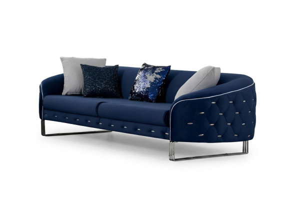 Designer Sofa 3 Sitzer Chesterfield Couch Polster Sofas Design Blau
