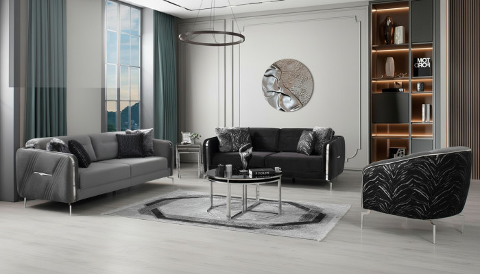 Modern Sofa Set 3 tlg Wohnzimmer Luxus Sofagarnitur 3+3+1 Sitzer Möbel