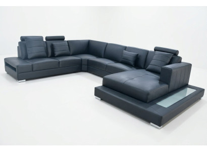 Luxus Ecksofa U-Form schwarz Wohnlandschaft Couch Polster Eckgarnitur