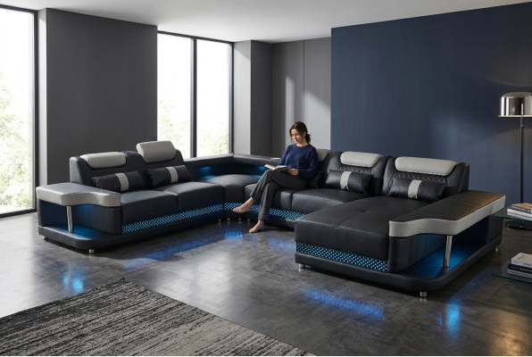 Luxus Couch Polster Möbel Wohnlandschaft Couchen Polster Ecksofa Eckgarnitur