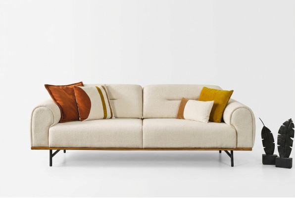 Modern Sofa 3 Sitzer Luxus Beige Design Möbel in Wohnzimmer Couchen