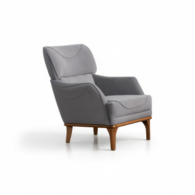 Bequemer Grauer Sessel aus Luxuriösem Textil für das Wohnzimmer Neu