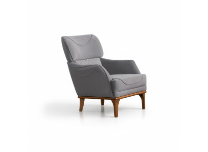 Bequemer Grauer Sessel aus Luxuriösem Textil für das Wohnzimmer Neu