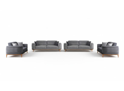 Luxuriöse Graue 4tlg Polstergarnitur: Dreisitzer-Sofa für Wohnyimmer