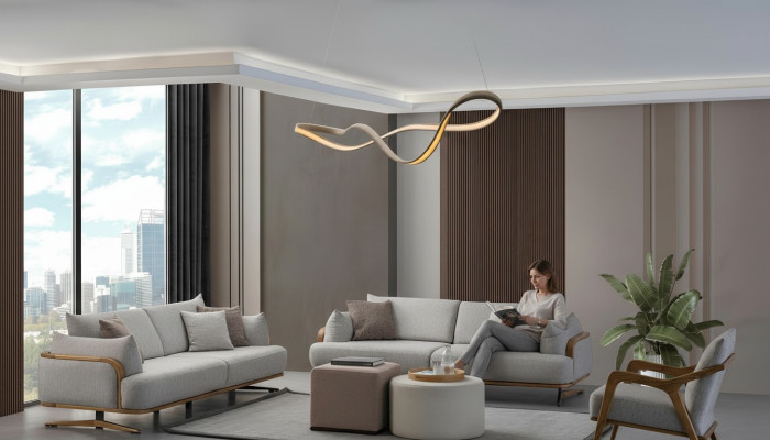 Möbel Wohnzimmer Helles Farbe Set 2x 3-Sitzer Sofas und Sessel 3tlg.